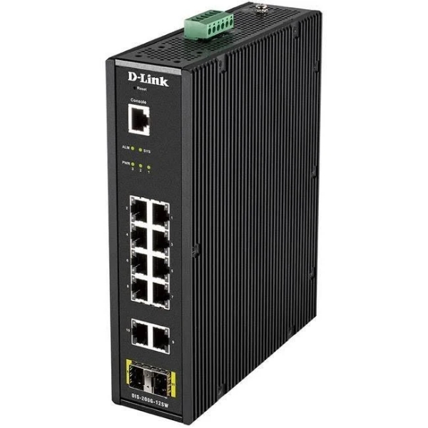 Picture of D-Link 12-Port Gigabit Industrial Smart Managed Switch with 10 1000BASE-T Ports and 2 SFP DIS-200G-12SW