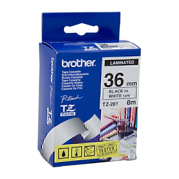 Picture of Brother TZe-261 36mm Black On White TZe Tape