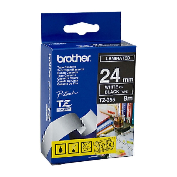 Picture of Brother TZe-355 Tape Labelling White On Black 24mm