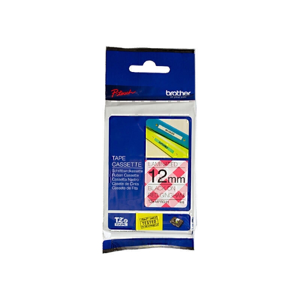Picture of Brother TZE-MPRG31 Labelling Tape 12mm Black On Red Gingham