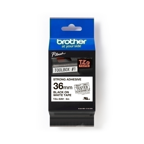 Picture of Compatible 3 x TZe-S261 Brother TZeS261 36mm Black Text On White Strong Adhesive Tape - 8 Metres