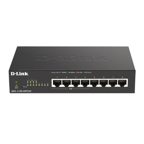 Picture of D-Link DGS-1100-08PLV2 8-Port Gigabit Smart Managed PoE Switch with 4 PoE Ports (80W PoE Budget)