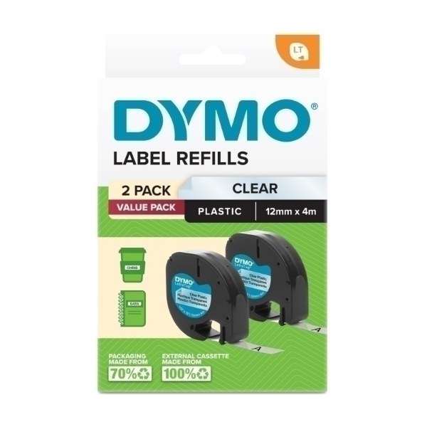 Picture of Dymo LetraTag PlasTape Clr Pk2