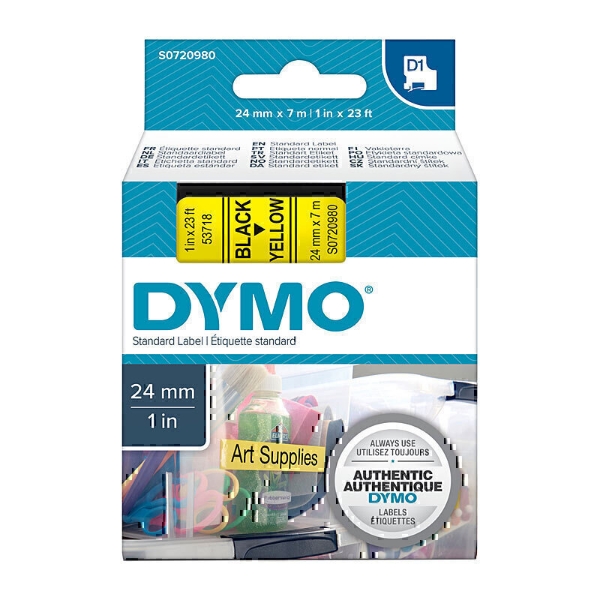 Picture of Dymo D1 Label Tape 24mm x 7m Black On Yellow