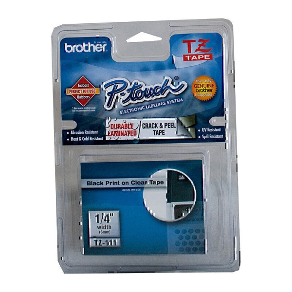 Picture of Brother Tape Labelling TZe-111 Black On Clear 6mm