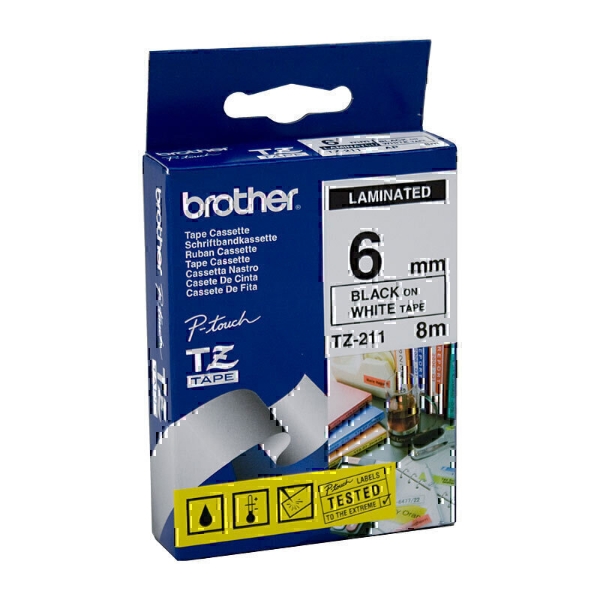 Picture of Brother TZe-211 Tape Labelling Black On White 6mm