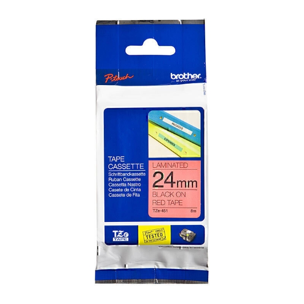 Picture of Tape Labelling Brother TZe-451 Black On Red 24mm