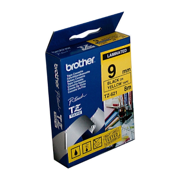 Picture of Tape Brother TZe621 9 mm Black On Yellow