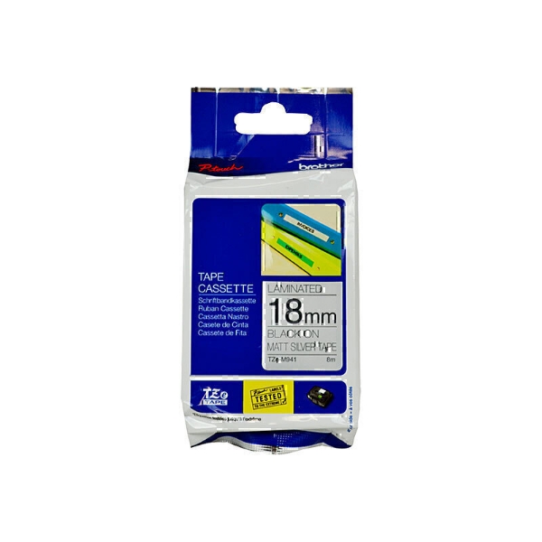 Picture of Brother TZe-M941 Labelling Tape 18mm Black On Matt Silver