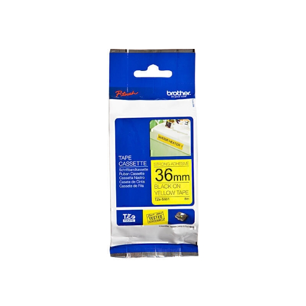Picture of Brother TZe-S661 Strong Adhesive Tape 36mm Black On Yellow