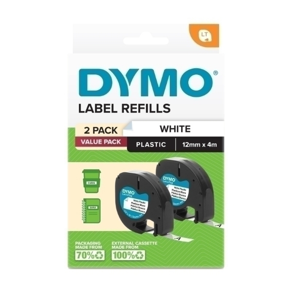 Picture of Dymo LetraTag PlasTape Wht Pk2