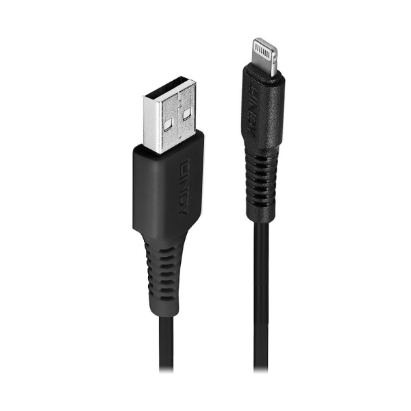 Picture of Lindy 31321 2m USB Ligtning Black mobile phone Cable