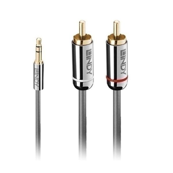 Picture of Lindy 35332 0.5 Meters 3.5mm to Phono Audio Cable Cromo Line Anthracite
