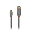 Picture of Lindy 36885 0.5m USB A USB C Male Male Black, Grey USB Cable