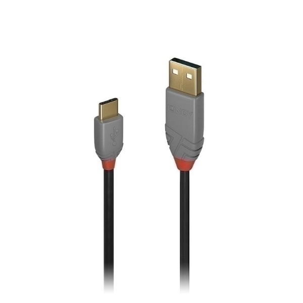 Picture of Lindy 36885 0.5m USB A USB C Male Male Black, Grey USB Cable