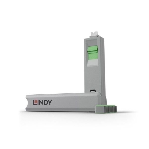 Picture of Lindy 40426 USB Type C Port Blocker Key, Green - Pack of 4