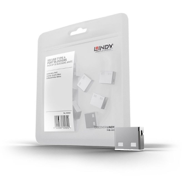 Picture of Lindy USB Port Blocker - Pack of 10 - White 40464