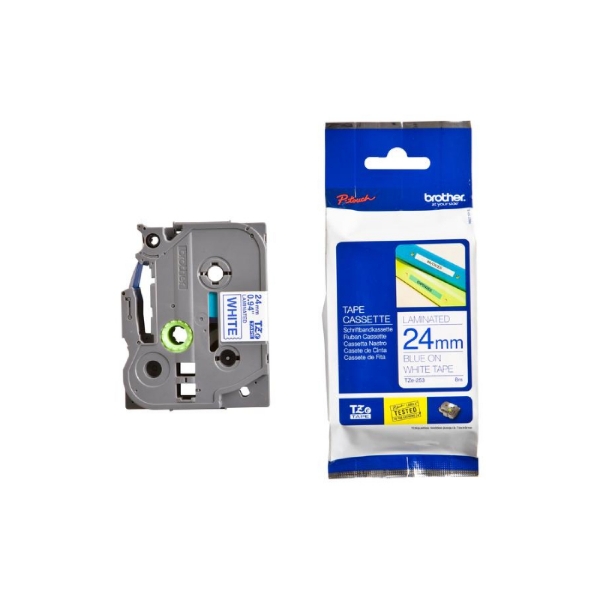 Picture of Brother TZe-253 Tape - Blue On White (24mm x 8m)