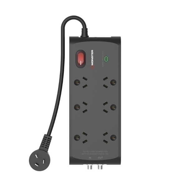 Picture of Monster 6-Port Surge+RF Black
