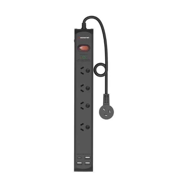 Picture of Monster 4-Port Surge+USB Black