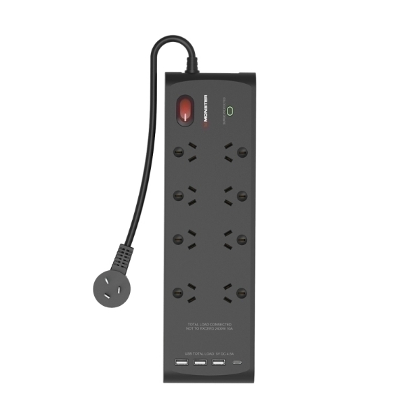 Picture of Monster 8-Port Surge+USB Black