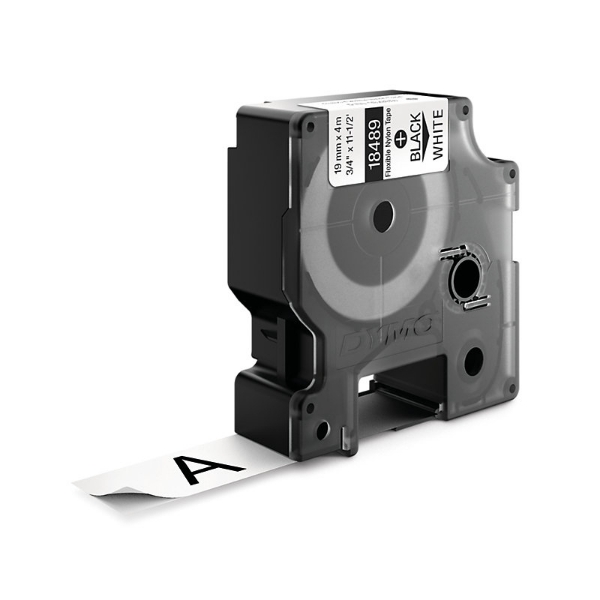 Picture of Dymo 18489 Rhino Industrial Tape Flexible Nylon 19mm Black On White