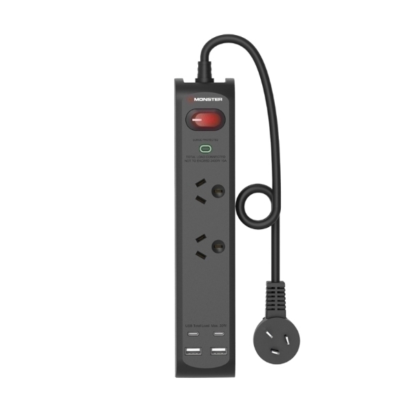 Picture of Monster 2-Port Surge+USB Black