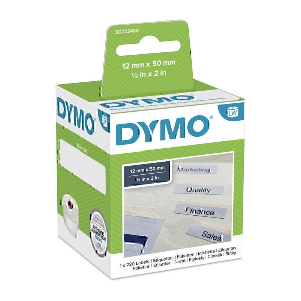Picture of Dymo SD99017 / S0722460 3X White Label Roll 12mm x 50mm - 220 Labels per Roll (Genuine)
