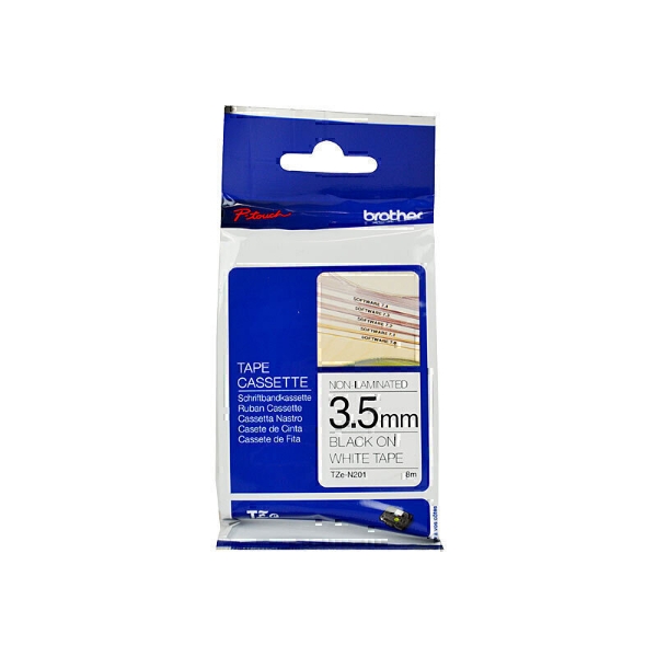 Picture of Brother TZe-N201 Labelling Tape 3.5mm Black On White