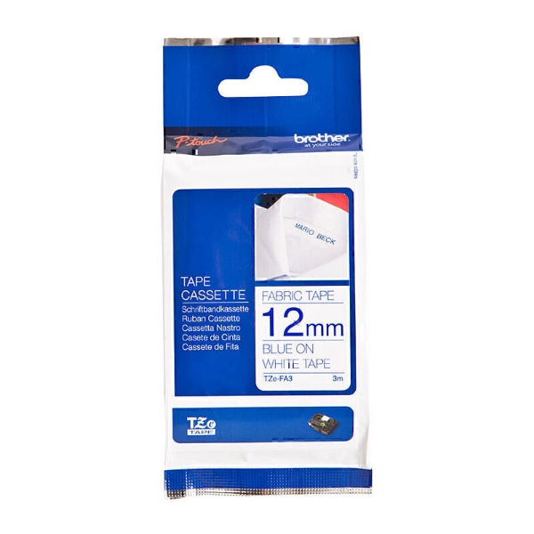 Picture of Brother Fabric Tape TZe-FA3 - 12mm Blue On White