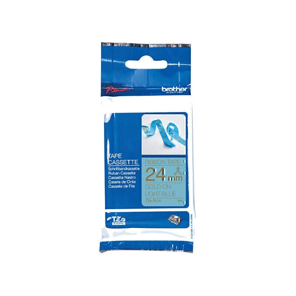 Picture of Brother TZe-RL54 Ribbon Tape 24mm Gold On Light Blue