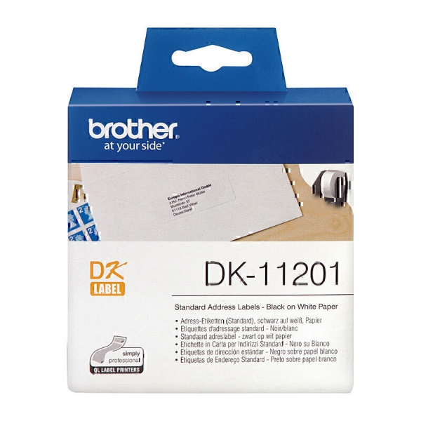 Picture of Brother White STD Address Labels,29Mm*90Mm 400 Labels per Roll DK11201