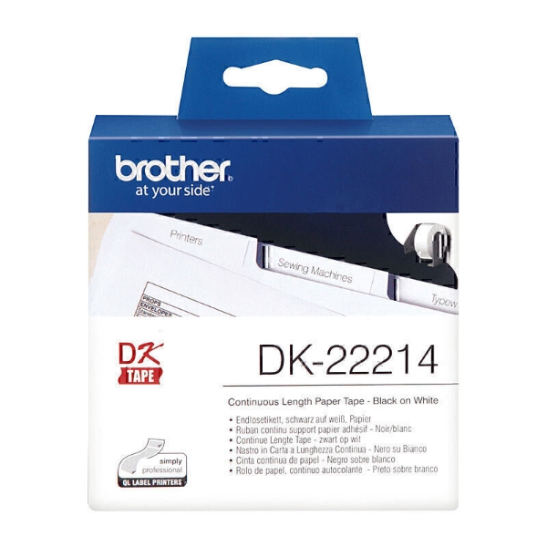 Picture of Brother DK-22214 White Continuous Paper Roll - 12mm x 30.48m
