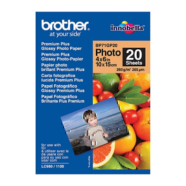 Picture of Brother BP71GP20 Premium Glossy Photo Paper White