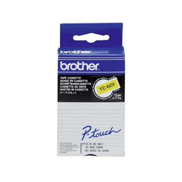 Picture of Brother TC-601 Labelling Tape 12mm Black On Yellow
