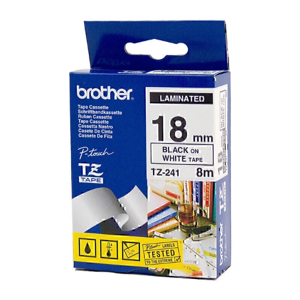 Picture of Brother TZe-241 18mm Black On White TZe Tape