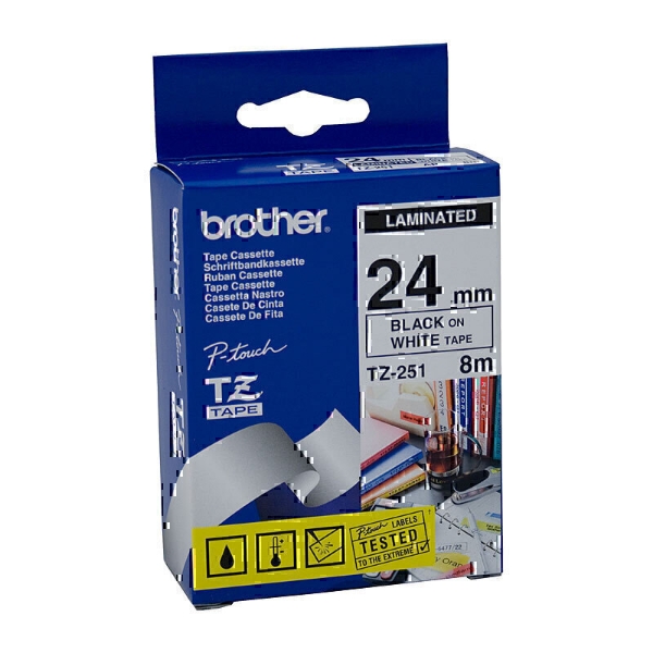 Picture of Brother TZe251 Tape 24mm Black/White