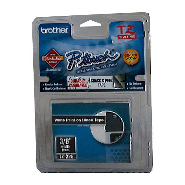 Picture of Brother TZe-325 PTOUCH Tape 9mm x 8mtr White On Black