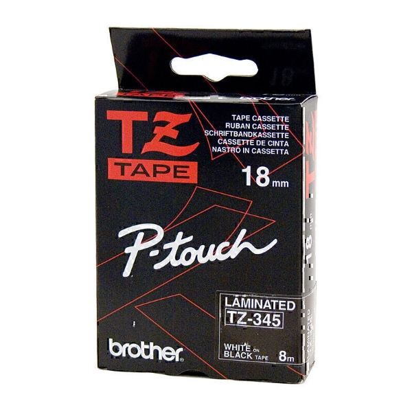 Picture of Brother TZe-345 PTOUCH Tape 18mm x 8mtr White On Black