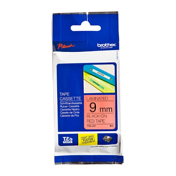 Picture of Brother TZe-421 9mm Black On Red Laminated Tape