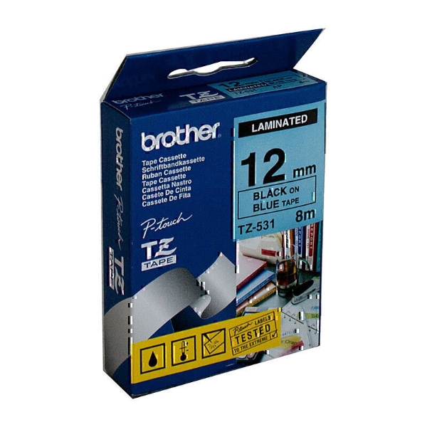 Picture of Brother TZe-531 Tape Labelling Black On Blue 12mm