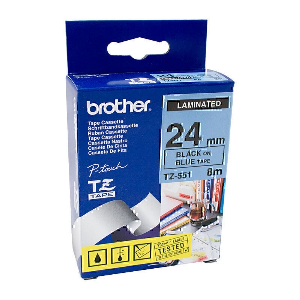 Picture of Brother TZe-551 24mm Black On Blue TZ Tape