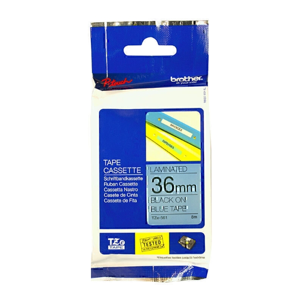 Picture of Brother TZe-561 Laminated Labelling Tape 36mm Black On Blue