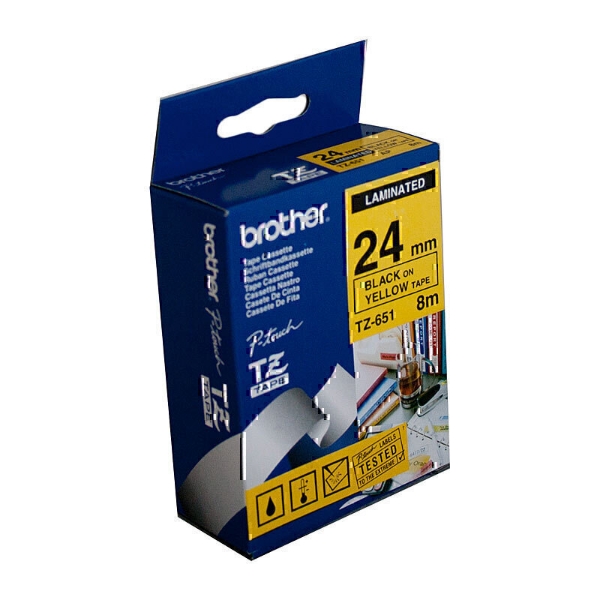 Picture of Brother 24mm Black On Yellow TZe Tape