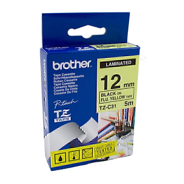Picture of Brother TZe-C31 Black On Fluo Yellow Tape
