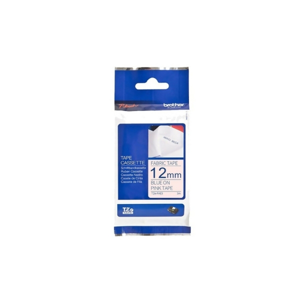 Picture of Brother Fabric Tape TZe-FAE3 - 12mm Blue On Pink