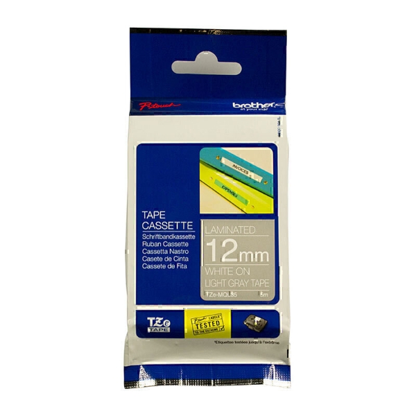 Picture of Brother TZe-MQL35 Labelling Tape 12mm White On Light Grey