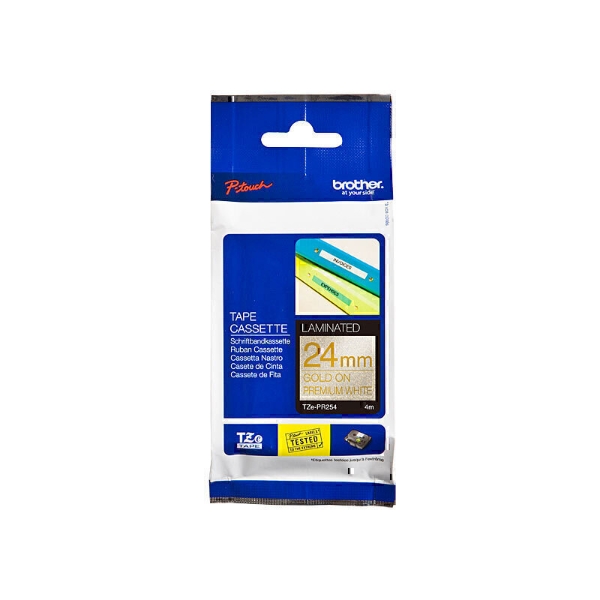 Picture of Brother TZE-PR254 Gold On Premium White Label Tape (Genuine)