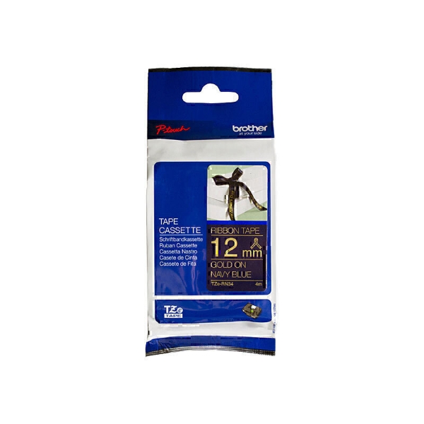 Picture of Brother TZe-RN34 Ribbon Tape 12mm Gold On Navy Blue