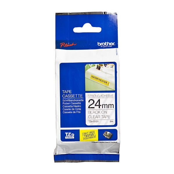 Picture of Brother TZeS151 Black On Clear Tape with Extra Strength Adhesive, 0.94" x 26.25'